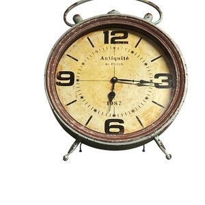 Vintage Style Wall Clock with Cream and Brown Finish